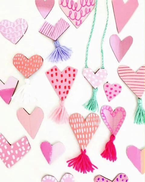 Upcycled Cardboard Heart Tassel Necklaces
