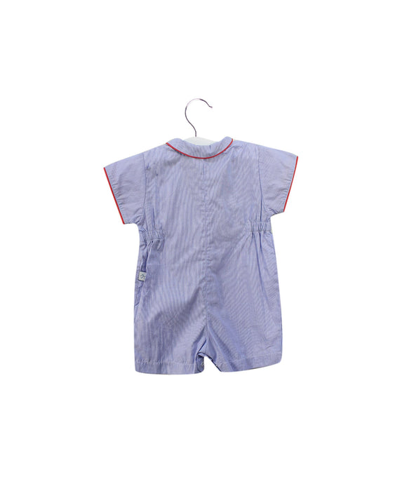 A Blue Short Sleeve Rompers from Letts Dream in size 6-12M for girl. (Back View)