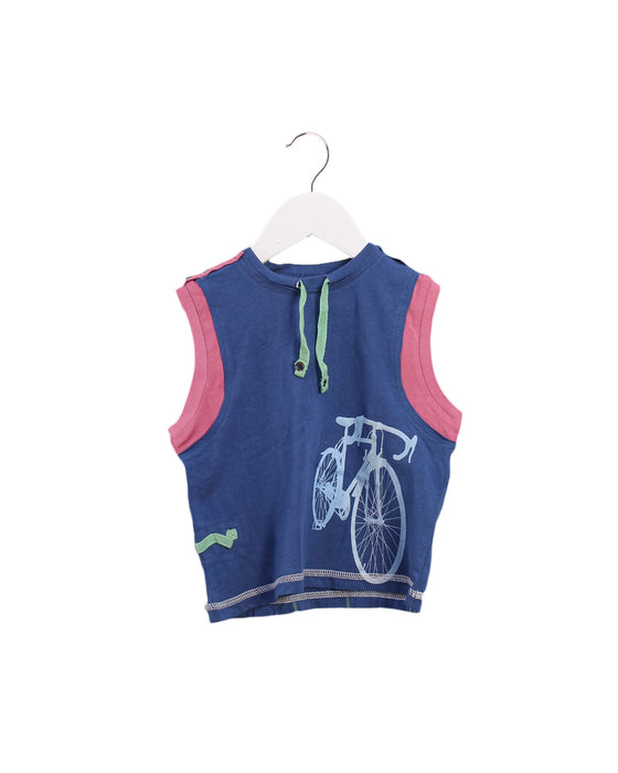A Blue Sleeveless Tops from Le Petit Pois in size 12-18M for girl. (Front View)