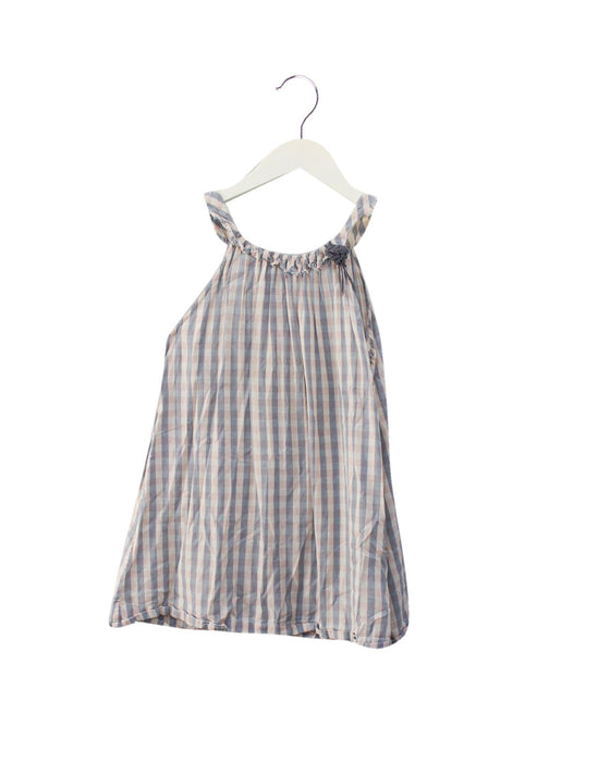 A Blue Sleeveless Dresses from Velveteen in size 6T for girl. (Front View)