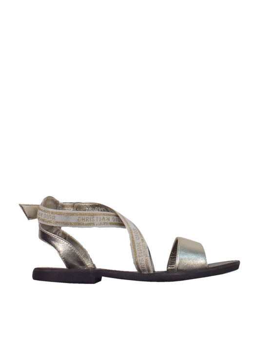 A Silver Sandals from Christian Dior in size 9Y for girl. (Front View)