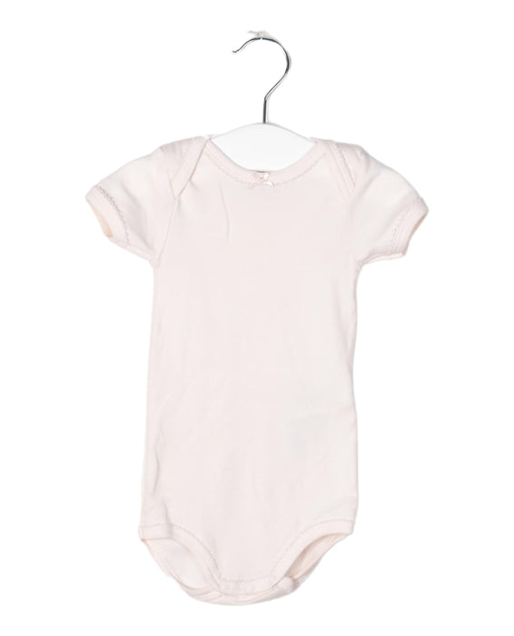 A Pink Short Sleeve Bodysuits from Petit Bateau in size 3-6M for girl. (Front View)