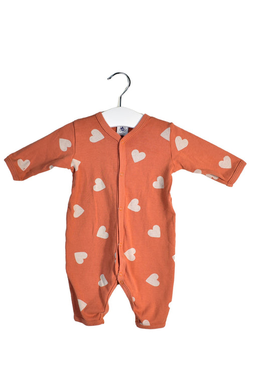 A Orange Long Sleeve Jumpsuits from Petit Bateau in size 0-3M for girl. (Front View)