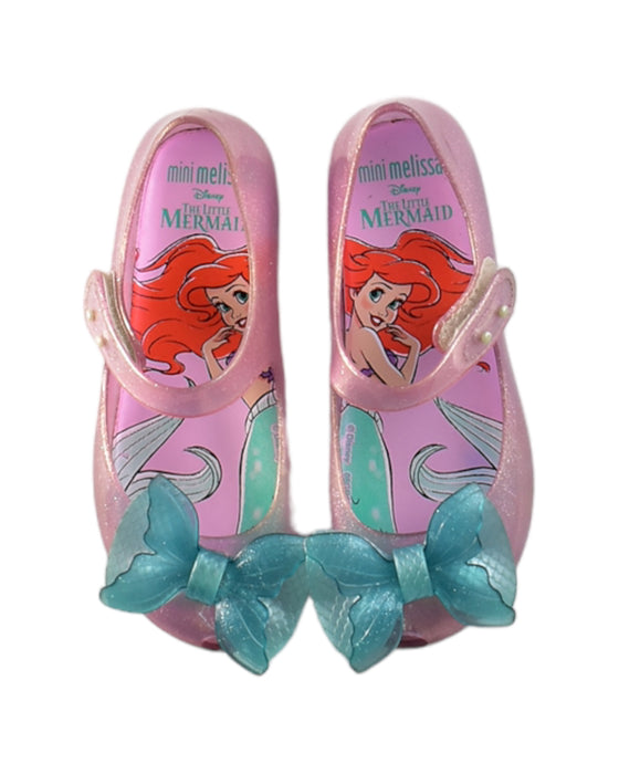 A Pink Flats from Mini Melissa Disney in size 5T for girl. (Back View)