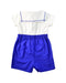 A White Short Sleeve Rompers from Happyology in size 0-3M for girl. (Back View)