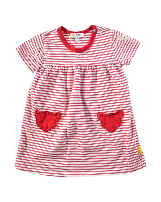 A Red Short Sleeve Dresses from Steiff in size 0-3M for girl. (Front View)