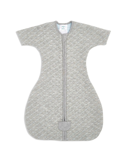 A Grey Sleepsacs from Aden & Anais in size 0-3M for neutral. (Front View)