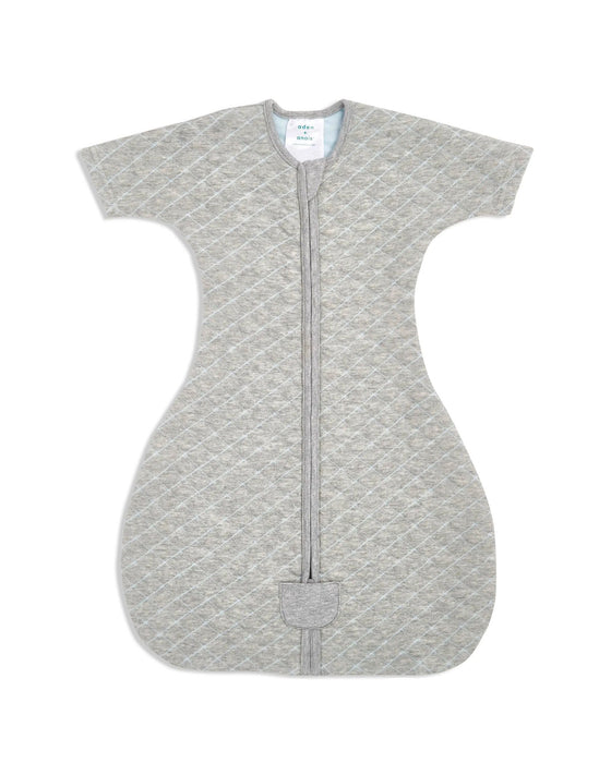 A Grey Sleepsacs from Aden & Anais in size 0-3M for neutral. (Front View)