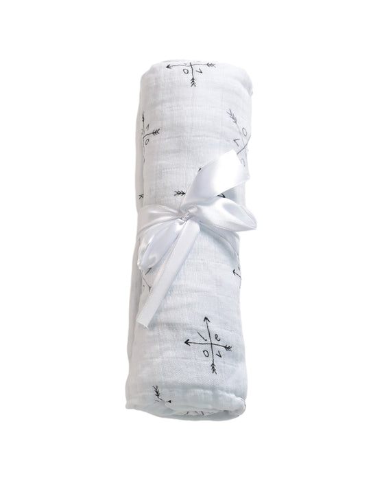 A White Swaddles from Aden & Anais in size O/S for neutral. (Front View)