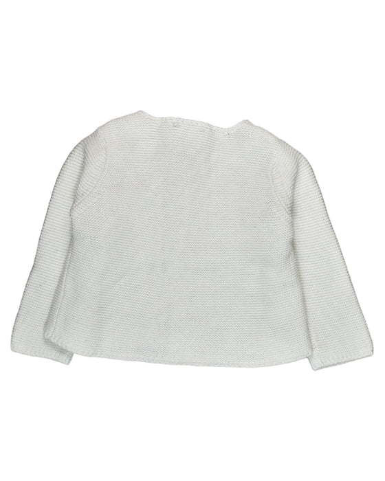 A White Cardigans from Jacadi in size 3-6M for girl. (Back View)