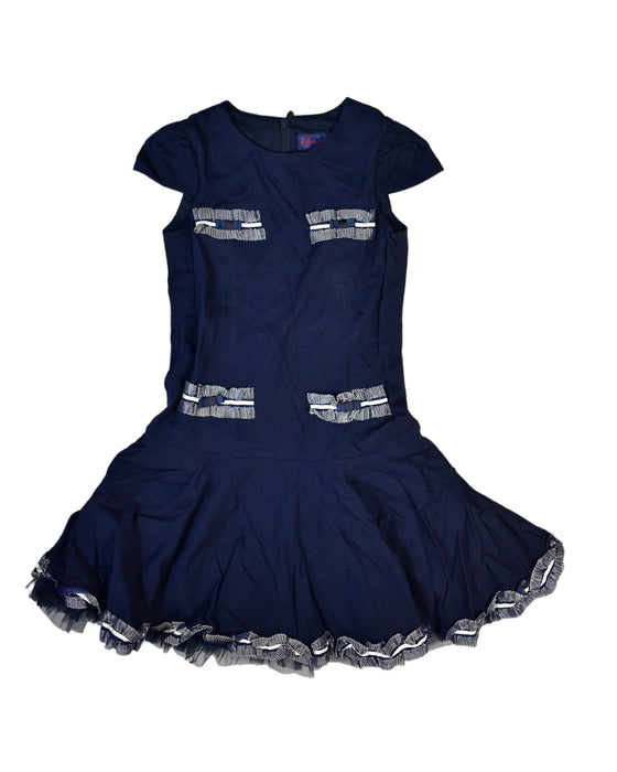 A Navy Short Sleeve Dresses from Nicholas & Bears in size 8Y for girl. (Front View)