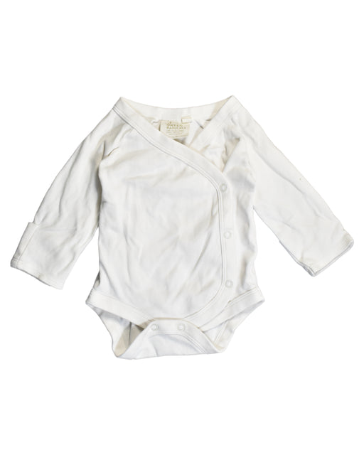 A White Bodysuits from Little Green Radicals in size 3-6M for boy. (Front View)