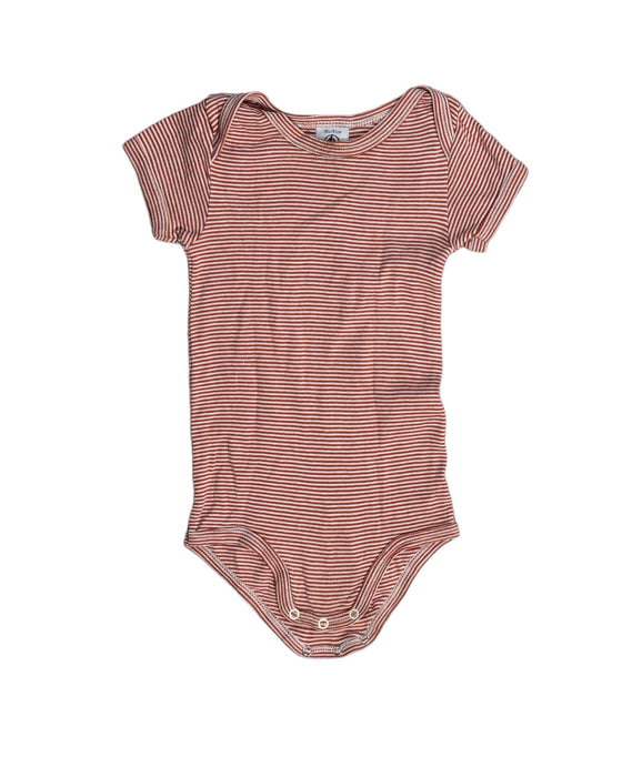 A Red Short Sleeve Bodysuits from Petit Bateau in size 12-18M for girl. (Front View)