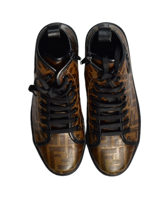 A Brown Sneakers from Fendi in size 9Y for boy. (Back View)