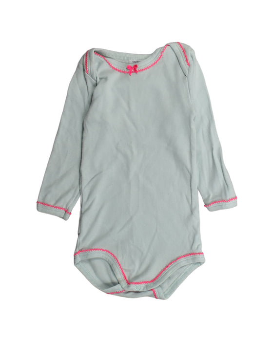 A Green Long Sleeve Bodysuits from Petit Bateau in size 6-12M for girl. (Front View)
