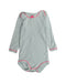 A Green Long Sleeve Bodysuits from Petit Bateau in size 6-12M for girl. (Front View)