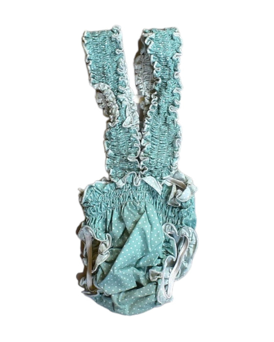 A Green Sleeveless Rompers from Miniature in size Newborn for girl. (Front View)