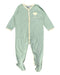 A Green Onesies from Petit Bateau in size 12-18M for neutral. (Front View)