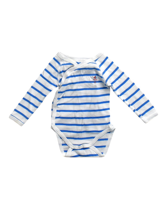 A Blue Long Sleeve Bodysuits from Petit Bateau in size 18-24M for neutral. (Front View)