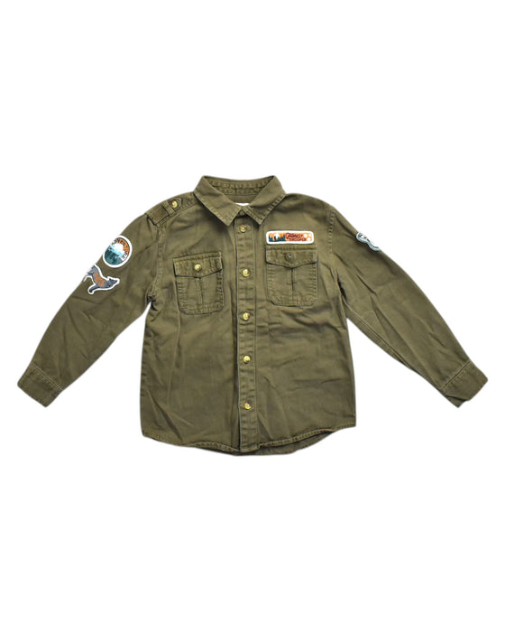 A Green Long Sleeve Shirts from Monoprix in size 5T for boy. (Front View)