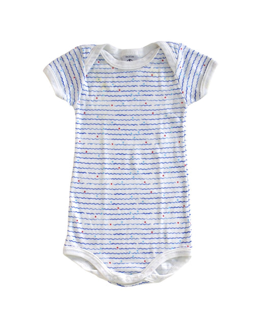 A White Short Sleeve Bodysuits from Petit Bateau in size 3-6M for neutral. (Front View)