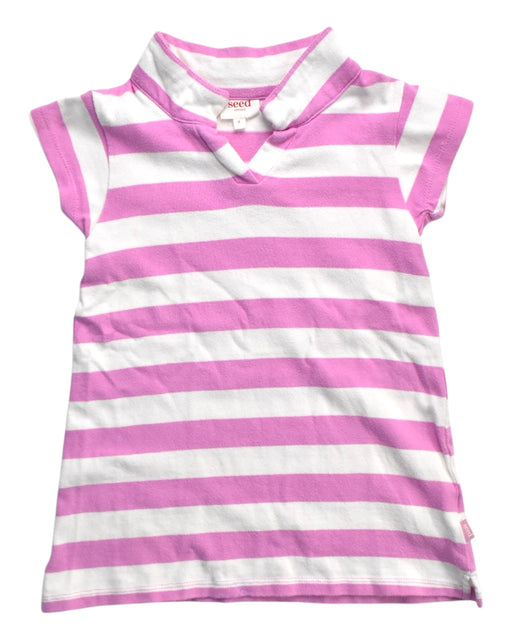 A Pink Short Sleeve Tops from Seed in size 4T for girl. (Front View)