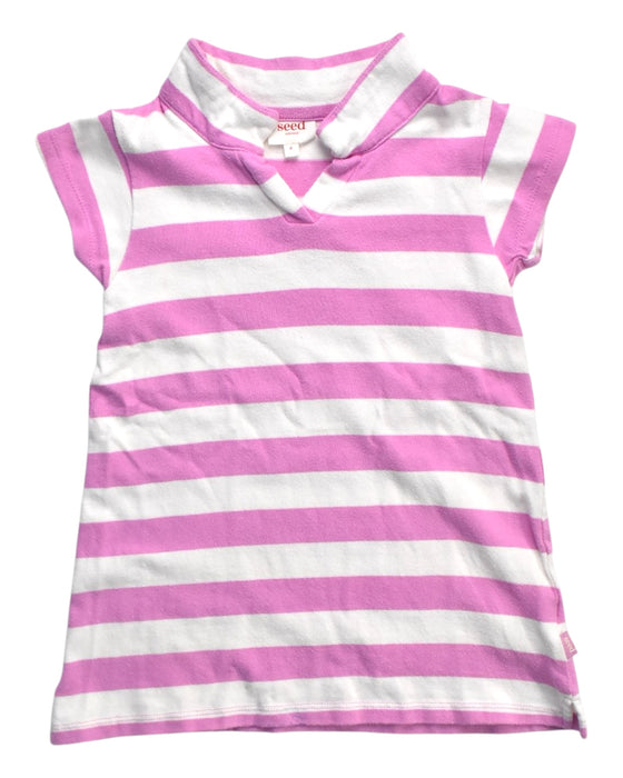 A Pink Short Sleeve Tops from Seed in size 4T for girl. (Front View)