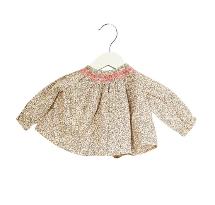 A Pink Long Sleeve Tops from Bonpoint in size 0-3M for girl. (Front View)
