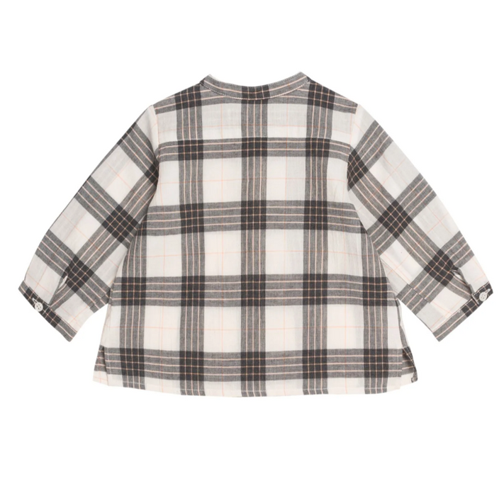A Brown Long Sleeve Shirts from Bensimon Bonpoint in size 6-12M for boy. (Back View)