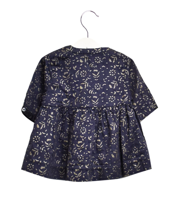 A Blue Long Sleeve Dresses from Velveteen in size 12-18M for girl. (Back View)