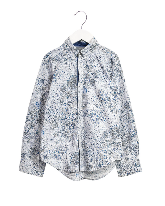 A Blue Long Sleeve Shirts from Comme Maman Collection in size 6T for boy. (Front View)