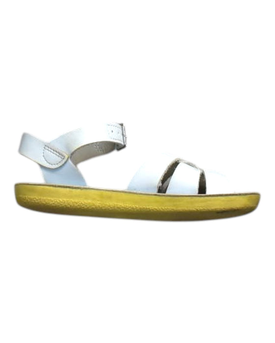 A White Sandals from Sun-San in size 6T for girl. (Front View)