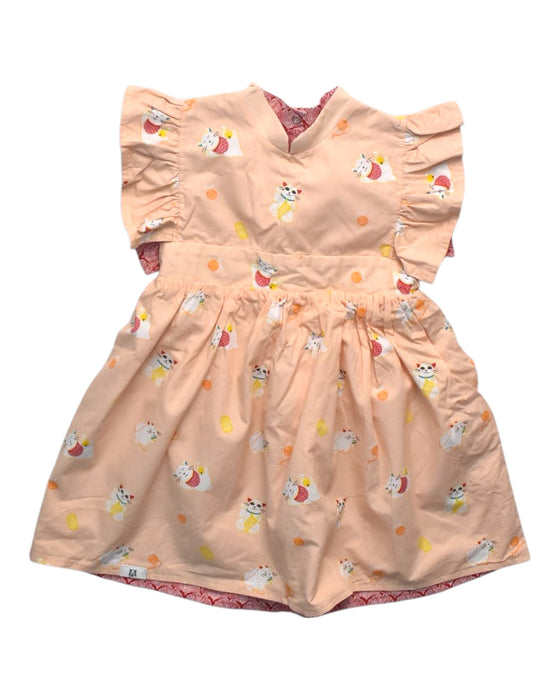 A Peach Short Sleeve Dresses from Maison Q in size 4T for girl. (Front View)