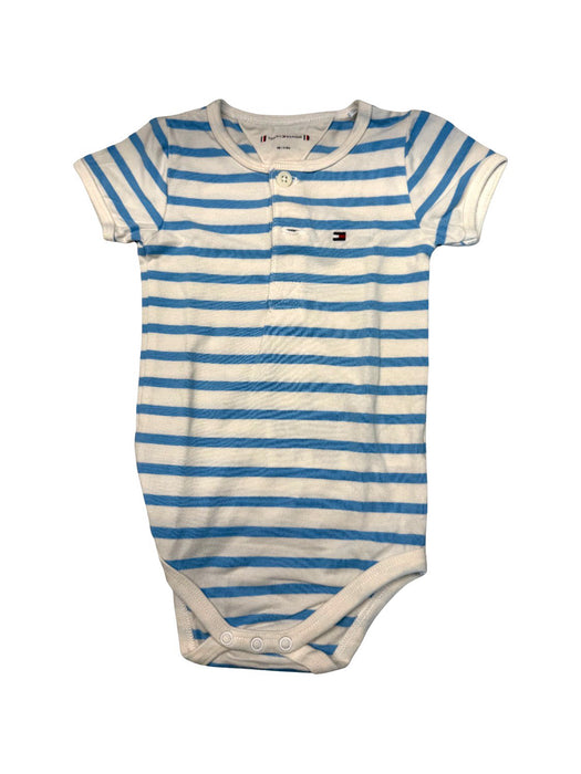 A Blue Short Sleeve Bodysuits from Tommy Hilfiger in size 3-6M for boy. (Front View)