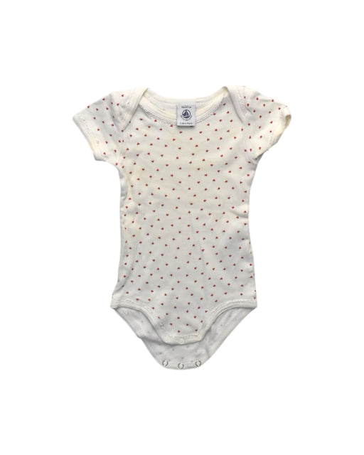 A White Short Sleeve Bodysuits from Petit Bateau in size 6-12M for girl. (Front View)
