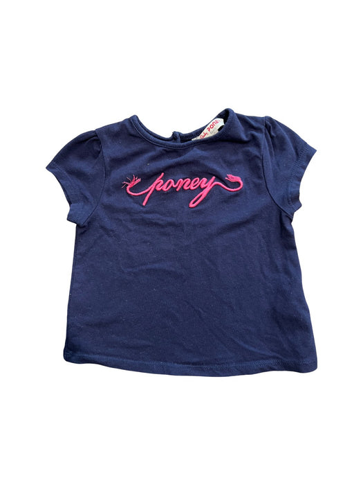 A Navy Short Sleeve T Shirts from PONEY in size 6-12M for girl. (Front View)