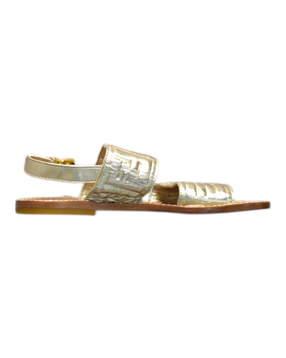 A Gold Sandals from Fendi in size 7Y for girl. (Front View)