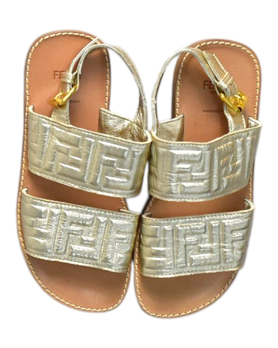 A Gold Sandals from Fendi in size 7Y for girl. (Back View)