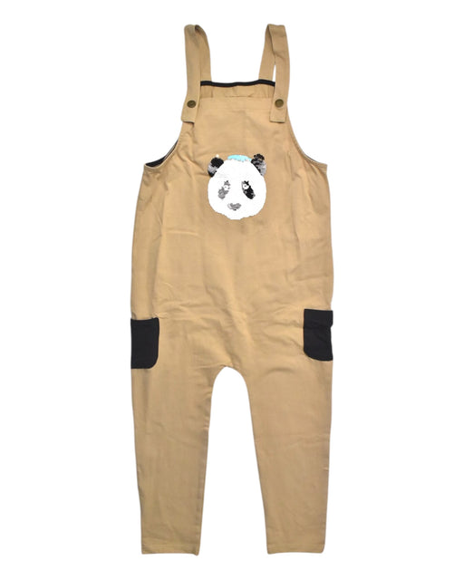A Beige Long Overalls from Le Petit Society in size 6T for boy. (Front View)