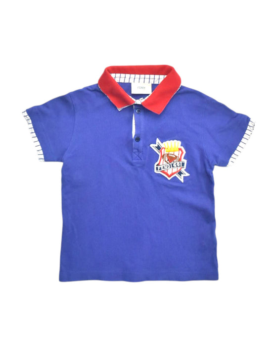 A Blue Short Sleeve Polos from Fendi in size 6T for boy. (Front View)