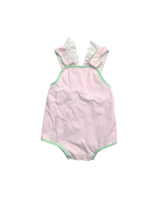 A Pink Sleeveless Rompers from The Beaufort Bonnet Company in size 6-12M for girl. (Front View)