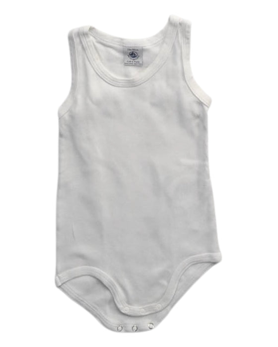 A White Sleeveless Bodysuits from Petit Bateau in size 18-24M for boy. (Front View)