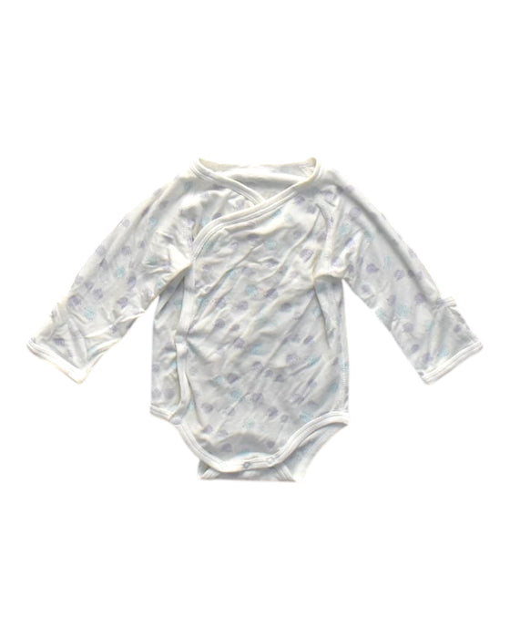 A White Long Sleeve Bodysuits from Les Enphants in size 3-6M for neutral. (Front View)