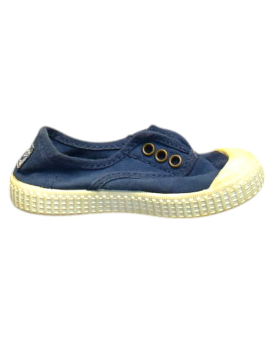 A Navy Slip Ons from Victoria in size 18-24M for neutral. (Front View)