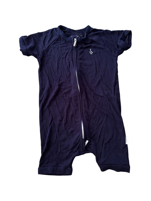 A Navy Short Sleeve Rompers from Raph and Remy in size 12-18M for neutral. (Front View)