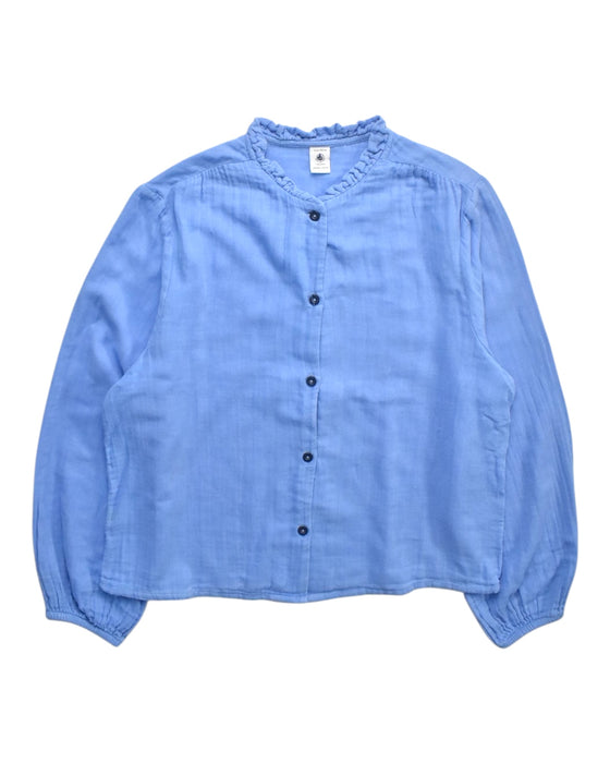 A Blue Long Sleeve Shirts from Petit Bateau in size 12Y for girl. (Front View)