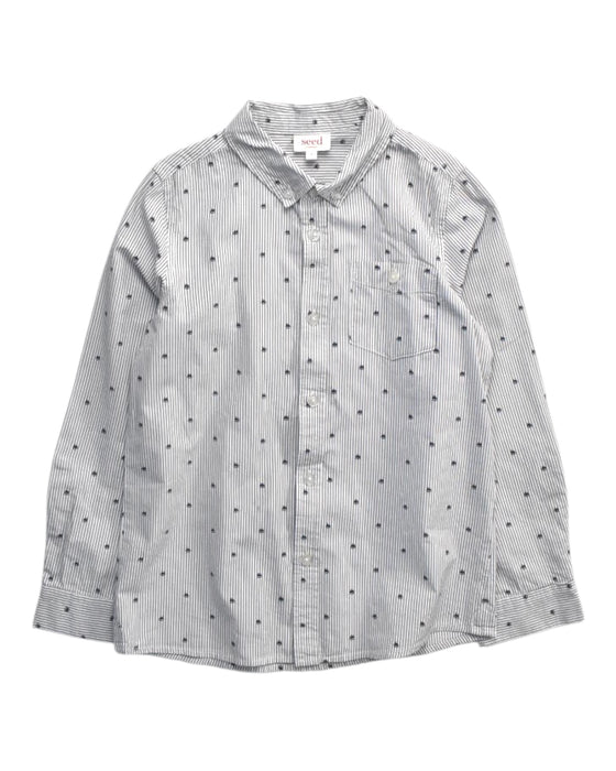A Blue Long Sleeve Shirts from Seed in size 8Y for boy. (Front View)
