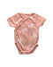 A Peach Short Sleeve Bodysuits from Le Petit Society X Motherswork in size 0-3M for neutral. (Front View)