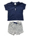 A Navy Shorts Sets from Petit Bateau in size 3-6M for girl. (Front View)