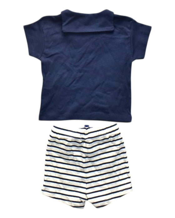 A Navy Shorts Sets from Petit Bateau in size 3-6M for girl. (Back View)